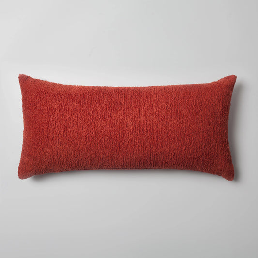 Kırmızı sheepskin dokulu tüylü kırlent kılıfı 35x70 cm