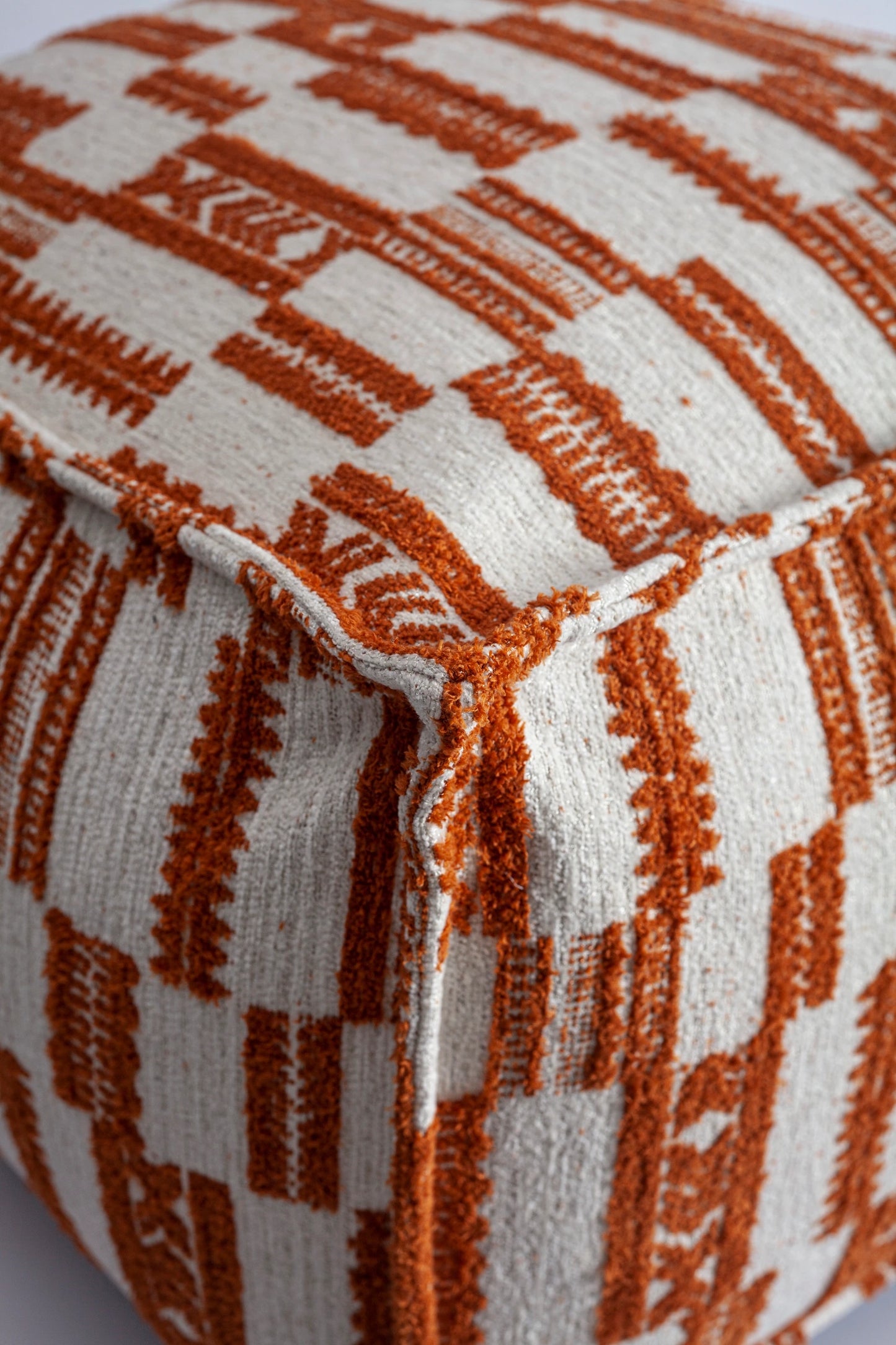 Surya Puf - Etnik Desenli Puf - Turuncu