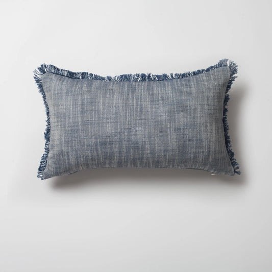 Soho - Keten Püsküllü Kırlent 30x50 - Mavi