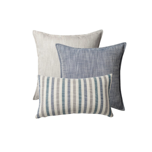 Porto & Capri - Dekoratif Yastık - 3'lü Kombin Set - Mavi