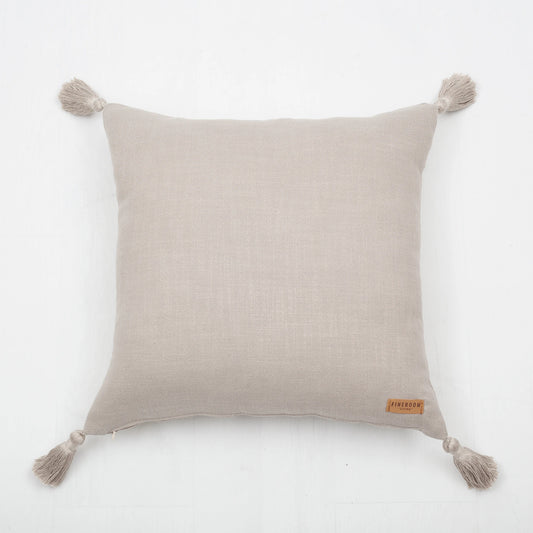 Loom - Viskon Keten %100 Natural Püsküllü 50x50 Kırlent - Keten