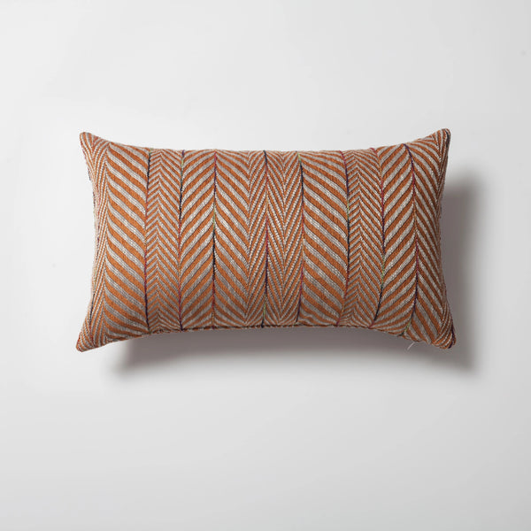 Turuncu keten degrade çizgili balıksırtı kırlent kılıfı 30x50 cm