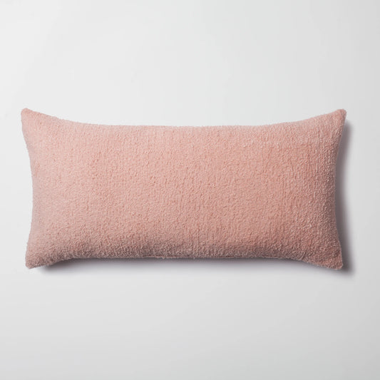 Pembe sheepskin dokulu tüylü kırlent kılıfı 35x70 cm
