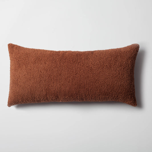 Kahverengi sheepskin dokulu tüylü kırlent kılıfı 35x70 cm