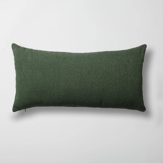 Yeşil düz bukle dokuma lumbar kırlent kılıfı 35x70 cm