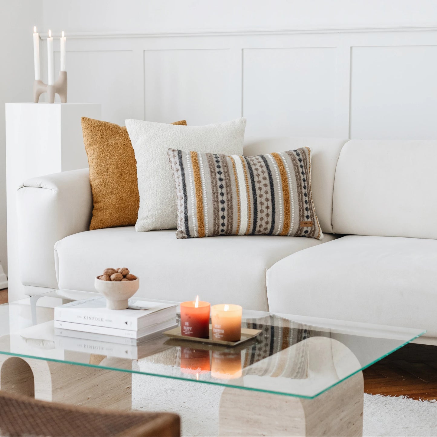 Nomad & Cozy - Dekoratif Yastık - 3'lü Kombin Set - Hardal