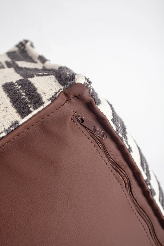 Surya - Etnik Motifli Desenli Puf - Antrasit