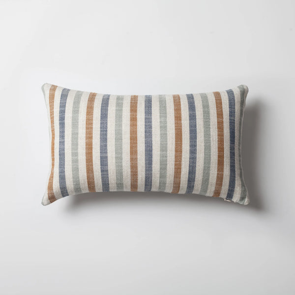 Turuncu keten çizgili %100 naturel kırlent kılıfı 30x50 cm