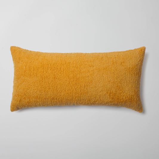 Sarı sheepskin dokulu tüylü kırlent kılıfı 35x70 cm