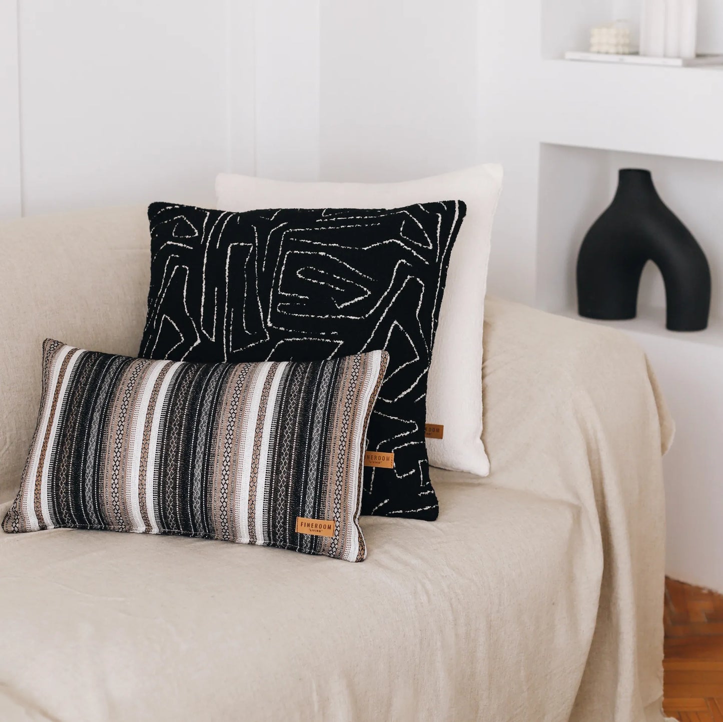 Bohem - Etnik Kilim Desen Çizgili Kırlent 30x50 - Kahverengi