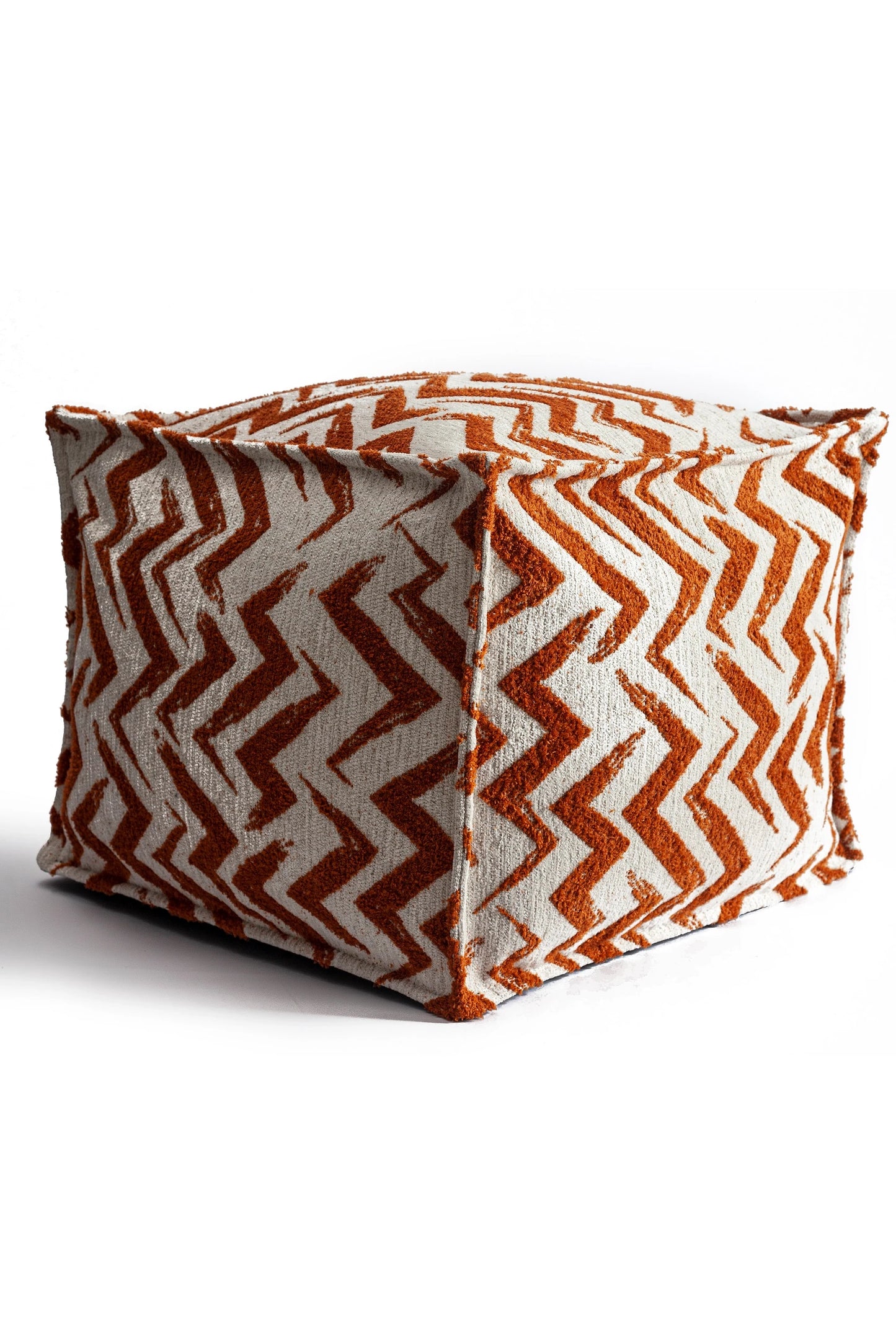 Havana Puf - Zigzag Desenli Puf - Turuncu