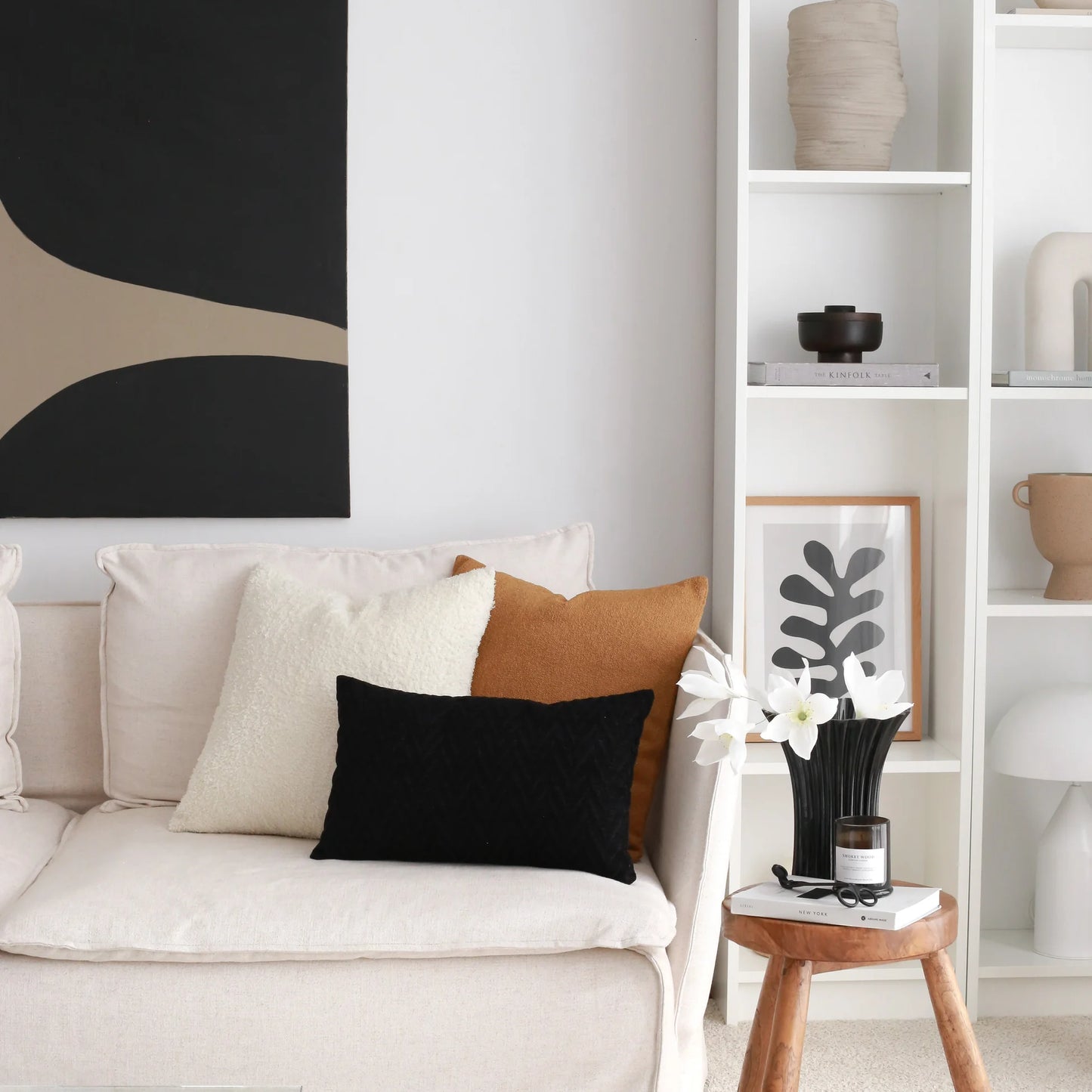 Julia - Düz Bukle Dokuma Kare Kırlent 50x50 - Hardal