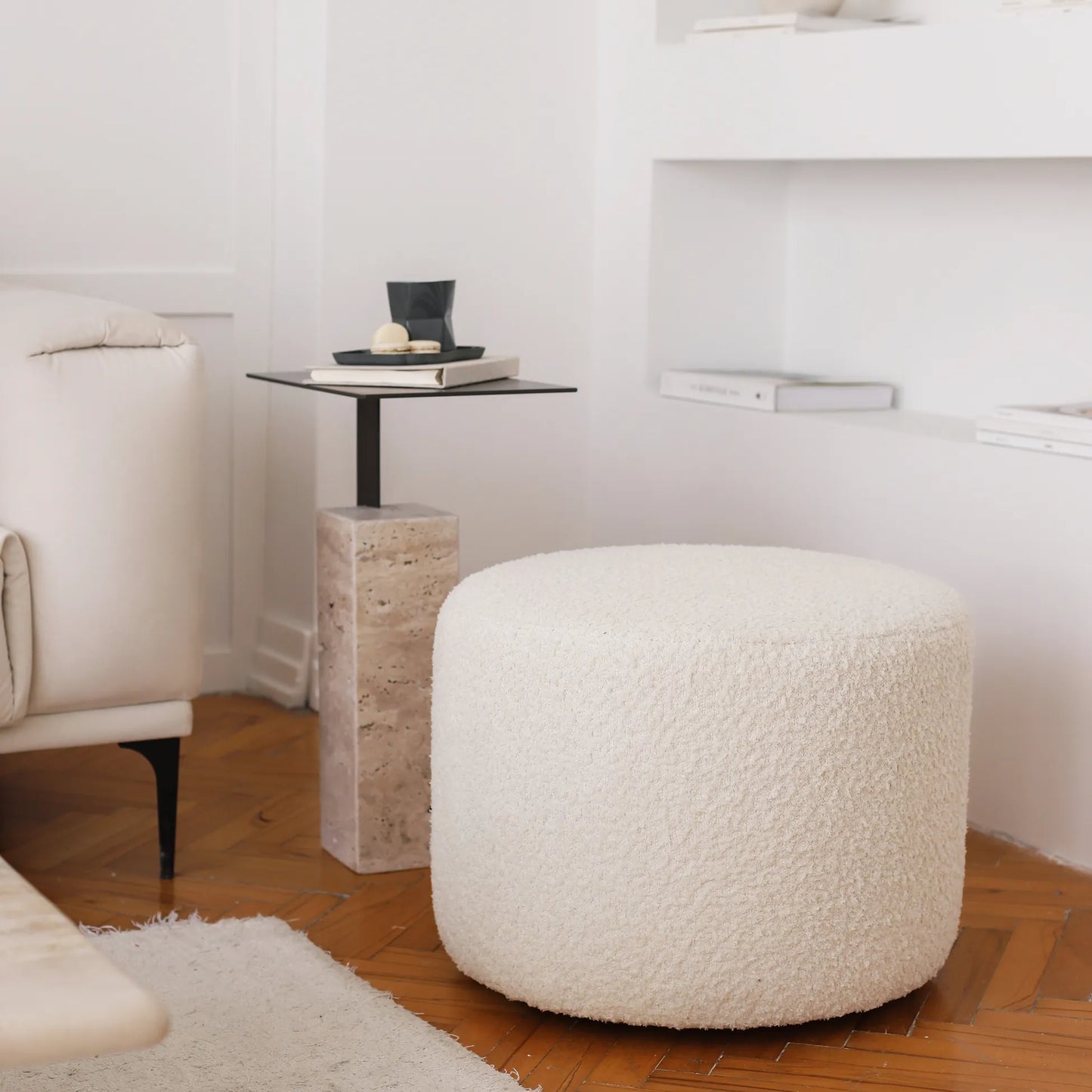 Deco - Puf - Yuvarlak Puf - Beyaz