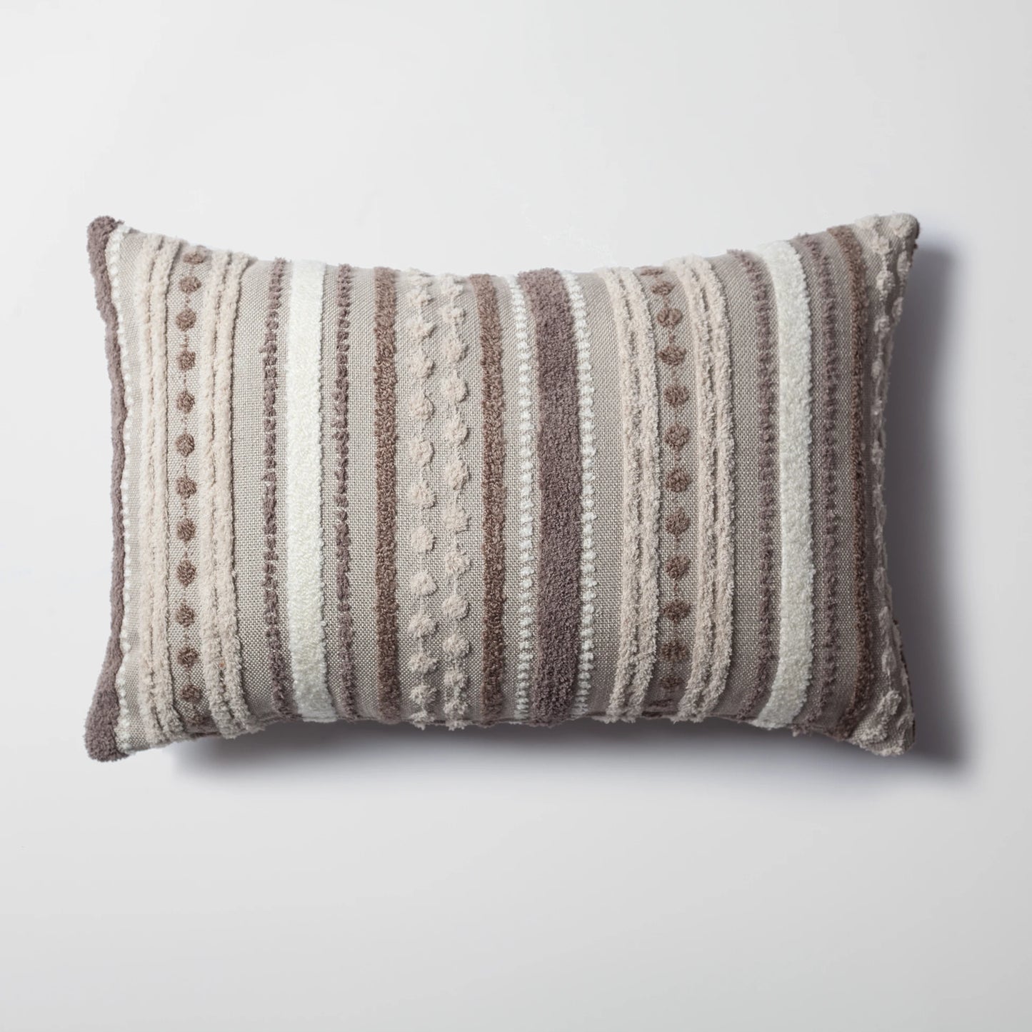 Nomad - Çizgili Çok Renkli Keten Dekoratif Kırlent 40x60 - Bej