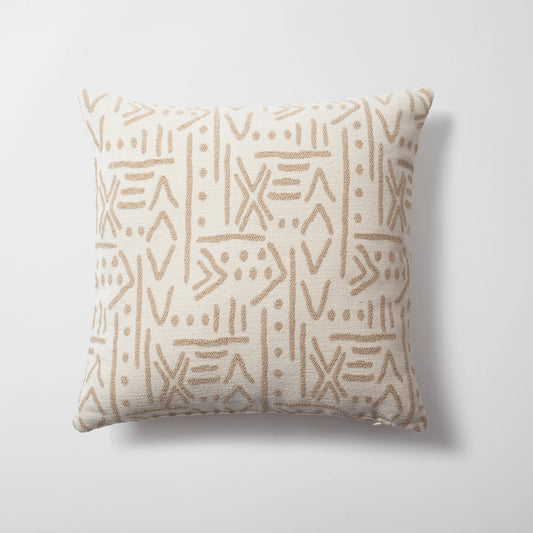 Krem african desenli kırlent kılıfı 45x45 cm