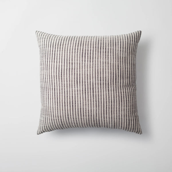 Siyah keten çizgili %100 naturel kırlent kılıfı 45x45 cm