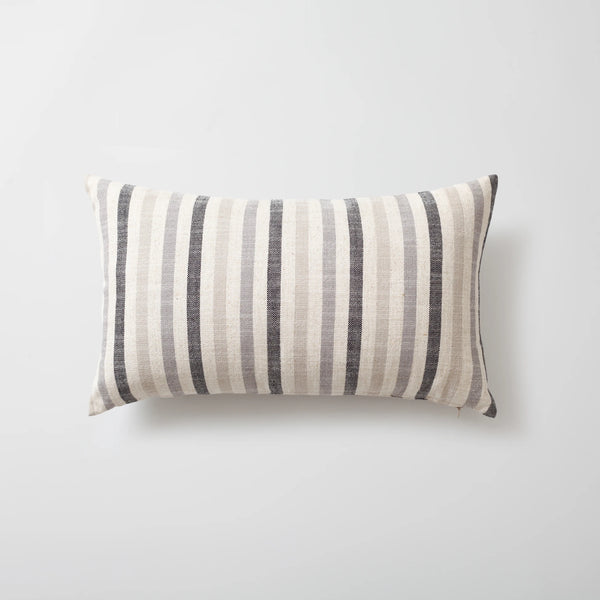 Siyah gri keten çizgili %100 naturel kırlent kılıfı 30x50 cm
