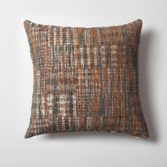 Turuncu soyut desenli dokulu kare kırlent kılıfı 50x50 cm