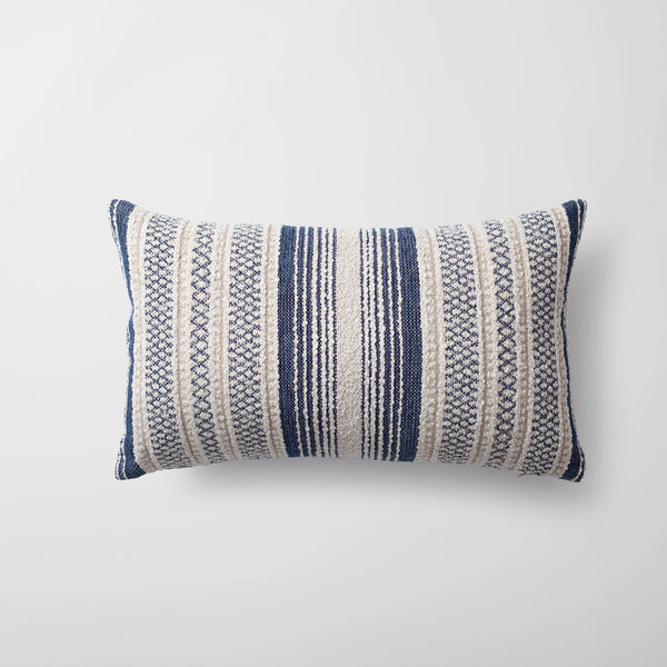 Lacivert keten çizgili desenli kırlent kılıfı 30x50 cm