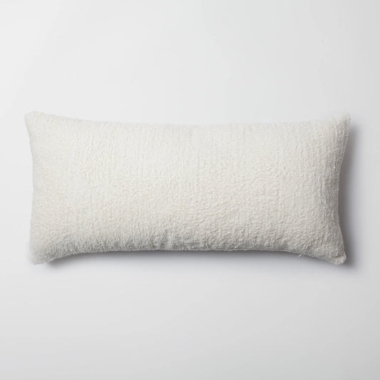 Beyaz sheepskin dokulu tüylü kırlent kılıfı 35x70 cm