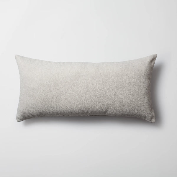 Beyaz düz bukle dokuma lumbar kırlent kılıfı 35x70 cm
