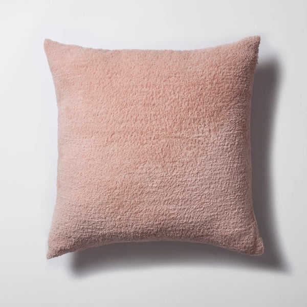 Pembe sheepskin dokulu tüylü kırlent kılıfı 50x50 cm