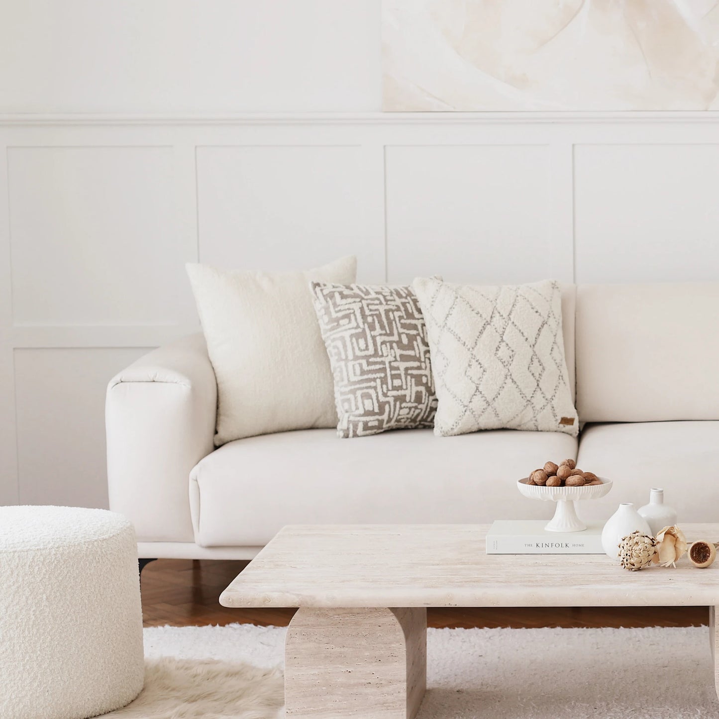 Asos - Geometrik Baklava Desenli Tüylü Kırlent 45x45