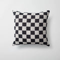 Mojo - Keten Dama Desenli Kırlent 45x45 - Siyah Beyaz