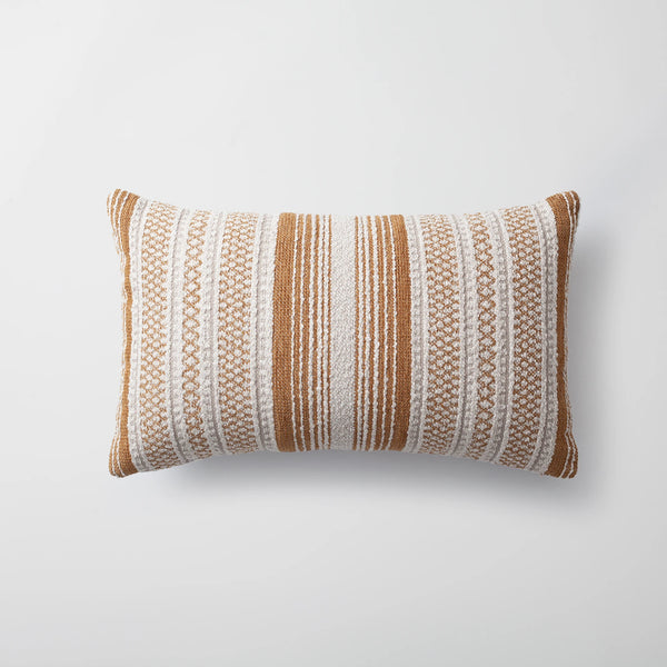 Hardal keten çizgili desenli kırlent kılıfı 30x50 cm