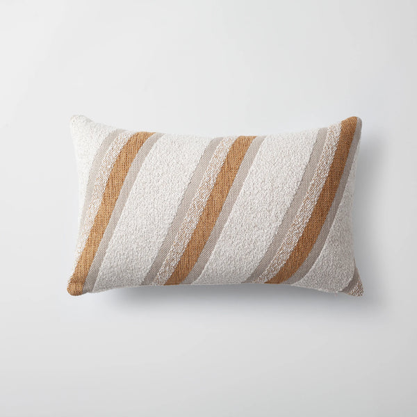Hardal keten verev çizgili desenli kırlent kılıfı 30x50 cm