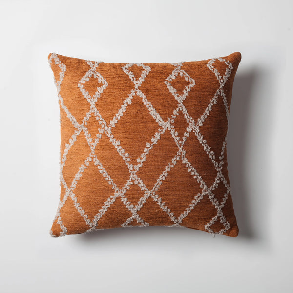 Turuncu geometrik baklava desenli kırlent kılıfı 45x45 cm