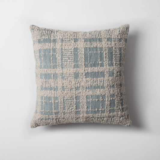Mavi mavi bej viskon ekose kırlent kılıfı 45x45 cm