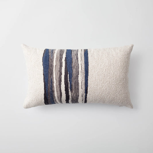 Combos - Keten Zemin Ve Dokuma Desenli Kırlent 30x50 Lacivert