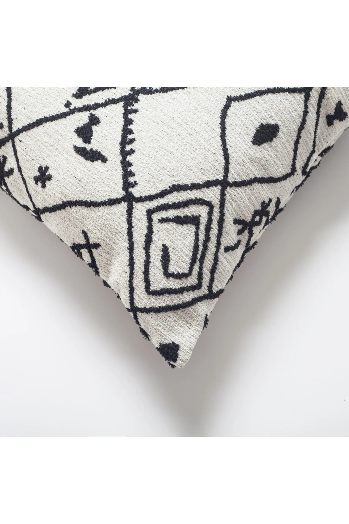 Merino - Etnik Motif Desenli Kırlent 35x70 - Siyah Beyaz