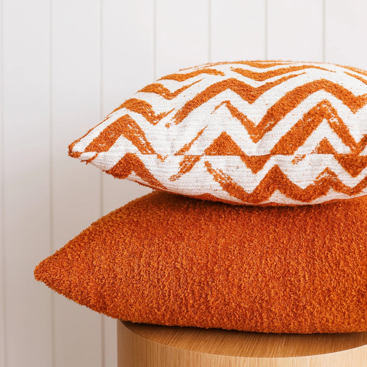 Cozy - Sheepskin Dokulu Tüylü Kırlent 50x50 - Turuncu